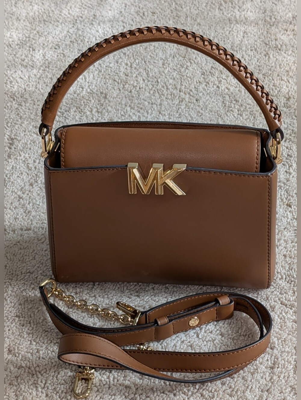 Michael Kors Karlie Brown Leather Top Handle Satchel. Used-Excellent Condition